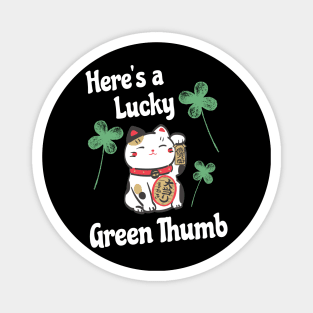 Funny Lucky St Patricks Day Lucky Leprechaun Shamrock Cat Green Thumb Magnet